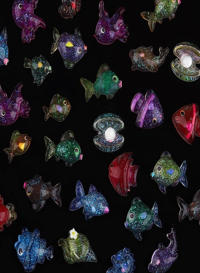 Jremg Mini Fish Nail Art Charms 3D Fish Nail Charms Colorful Fish Nail Gems Cute Ocean Resin Nail Supplies Shiny Glitter Gradient Nail Rhinestones for Women DIY Manicure Decoration 100Pcs - Image 4