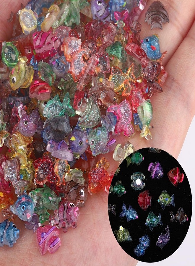 Jremg Mini Fish Nail Art Charms 3D Fish Nail Charms Colorful Fish Nail Gems Cute Ocean Resin Nail Supplies Shiny Glitter Gradient Nail Rhinestones for Women DIY Manicure Decoration 100Pcs - Image 2