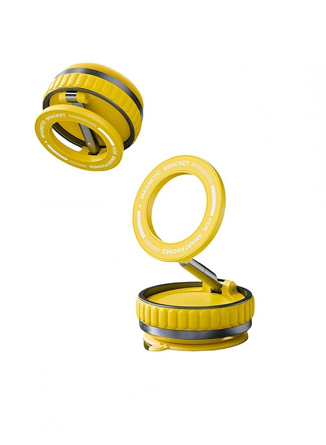 Upgraded 360° Strong Magnetic Car Phone Holder for MagSafe,[Quick Install] Ultra-Vacuum Suction Cup Adjustable Phone Holder for All Smartphones and All Car Models,Gifts for Men Women(Yellow)  - Image 1