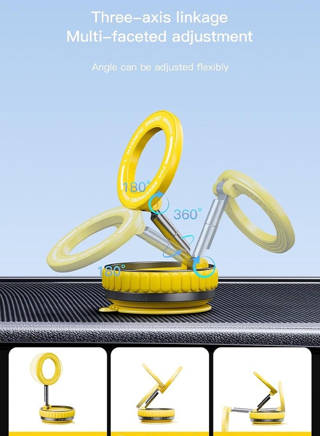 Upgraded 360° Strong Magnetic Car Phone Holder for MagSafe,[Quick Install] Ultra-Vacuum Suction Cup Adjustable Phone Holder for All Smartphones and All Car Models,Gifts for Men Women(Yellow)  - Image 5