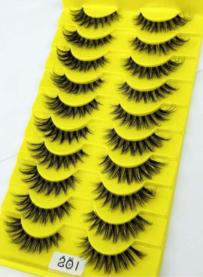 شي إن رموش صناعية من المنك - 10 ازواج من رموش المنك منفوشة بمظهر طبيعي، رموش عين القطة الناعمة قابلة لاعادة الاستخدام - Image 1