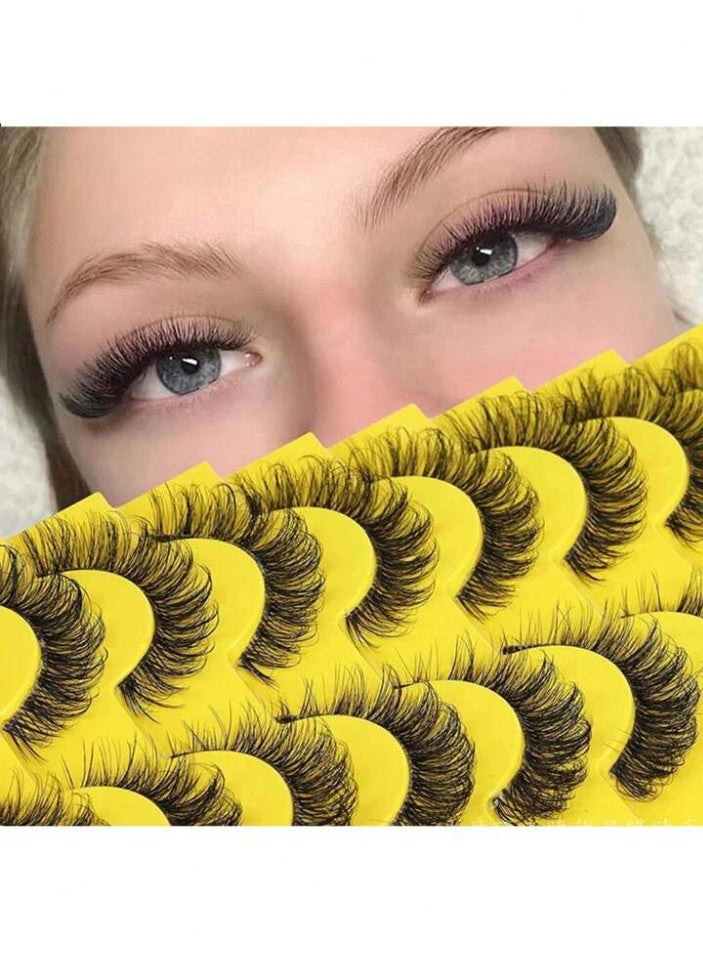 شي إن رموش صناعية من المنك - 10 ازواج من رموش المنك منفوشة بمظهر طبيعي، رموش عين القطة الناعمة قابلة لاعادة الاستخدام - Image 5