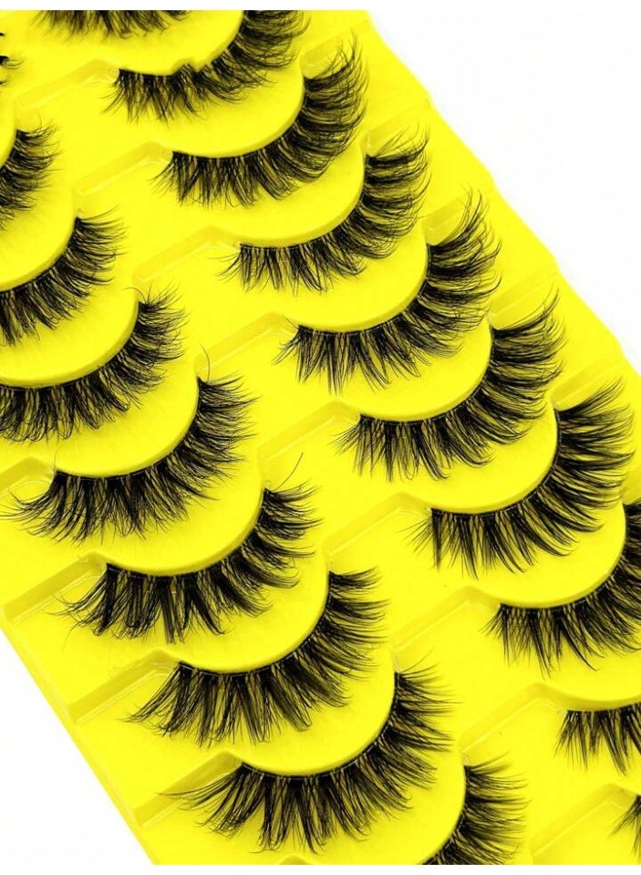 شي إن رموش صناعية من المنك - 10 ازواج من رموش المنك منفوشة بمظهر طبيعي، رموش عين القطة الناعمة قابلة لاعادة الاستخدام - Image 2