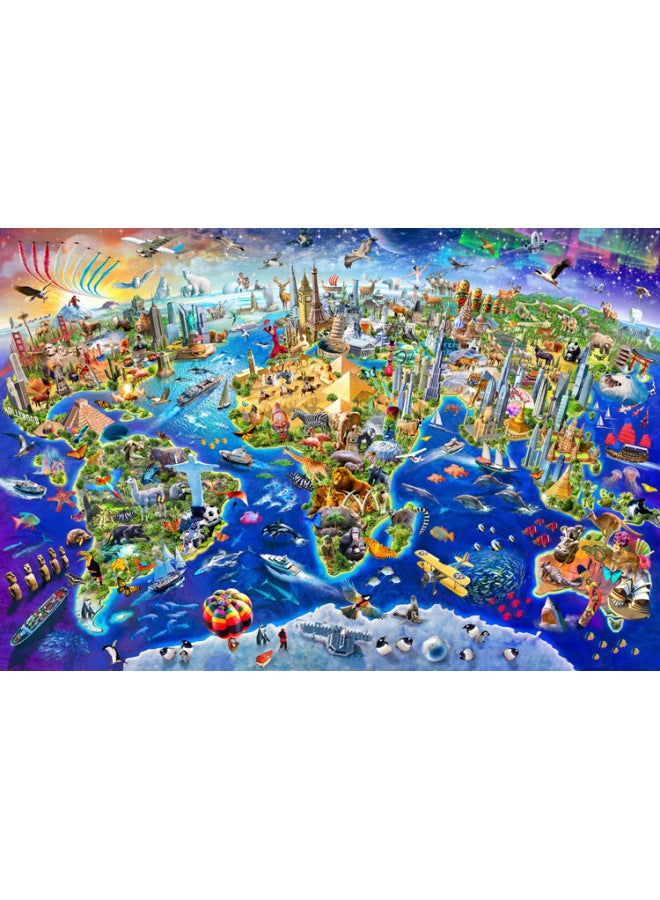 لغز خشبي للكبار من World Landmark 1000 قطعة لغز للأطفال لعبة صعبة يمكنك صنعها بنفسك هدية عيد ميلاد - اللون: World Landmark 500 قسم - Image 1