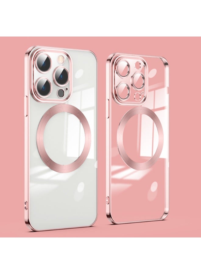 Lens Protector MagSafe Electroplated Phone Case For iPhone 14 Pro Max (Rose Gold) - Image 1