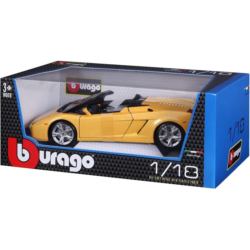 بوراجو سيارة لامبورجيني جالاردو سبايدر 1/18 الحديدية - اصفر - ‎18-12016 - Image 5