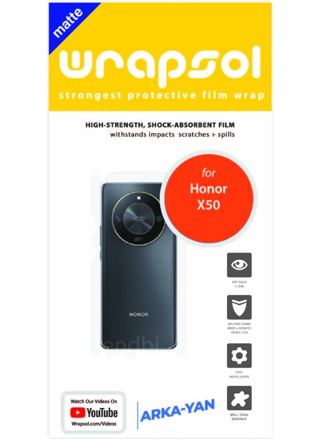 Wrapsol - Honor X50 Matte Back and Side Cover Protective Film - Image 1