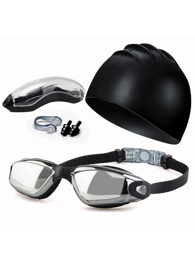 Sthxyfaith Premium Swimming Goggles with Silicone Cap, Nose Plugs & Ear Plugs for Men, Women & Teenagers, - Clear Vision, 180° Panoramic View, Polarized, Anti-Fog, UV Protection, Leak-Proof Eyewear - Image 1