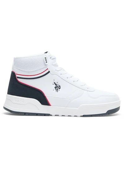 U.S. Polo Assn. Men's White High-Top Sneakers - Lightweight Sporty Design, Comfortable Ankle Support for Casual Wear
