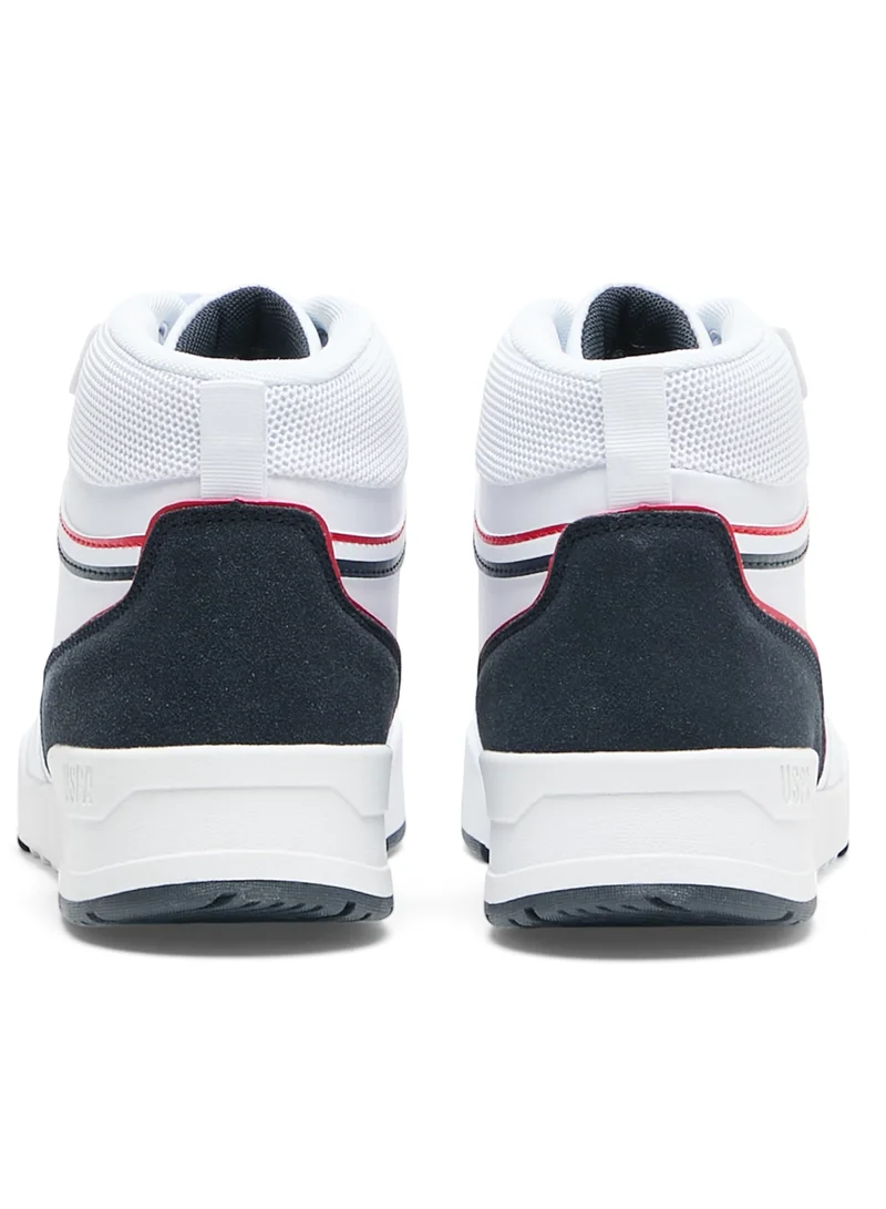 U.S. Polo Assn. Men's White High-Top Sneakers - Lightweight Sporty Design, Comfortable Ankle Support for Casual Wear