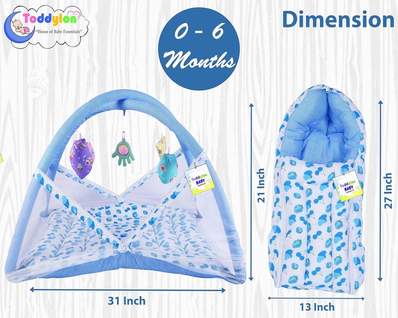 Toddylon Baby Bed New Born Baby Bedding Set Combo of Baby Mattress with Mosquito Net Sleeping Bags Cotton Beds Carry Bag Unisex Infants 06 Months 2PCS Set - Image 2