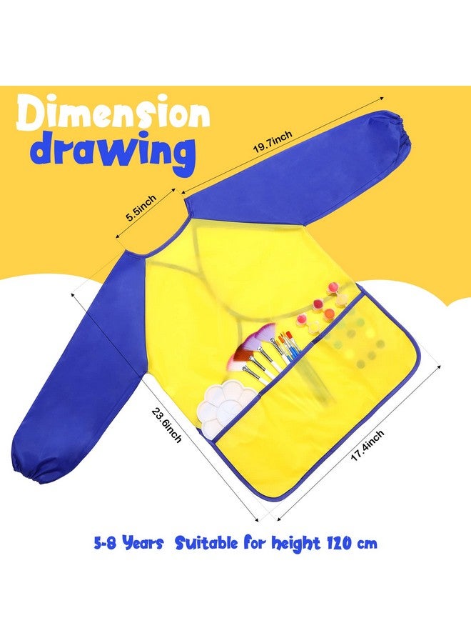 Haysandy 12 Pcs Smocks For Kids Art Smocks For Kids Paint Smocks Colorful Children Aprons Artist Painting Smocks With Long Sleeve And 3 Pockets For Age 3 8 Years - Image 4