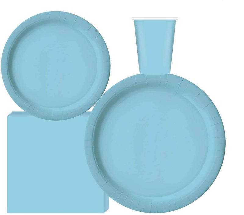 200Piece Light Blue Disposable Party Pack  Serves 50 Includes 9 Dinner Plates 7 Dessert Plates 9oz Cups  3Ply Napkins Perfect for Birthdays Office Parties Festivals  Events