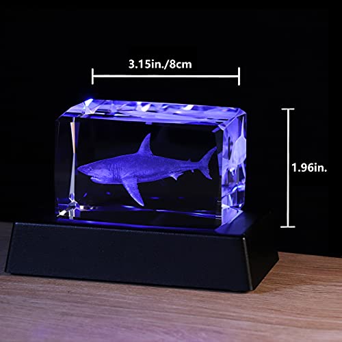 Qianwei 3D Crystals Shark Gifts for Shark Lovers,Shark Decor Glass Figurine Shark Jaw Stuff Birthday for Lovers,Keepsake&Paperweight - Image 5