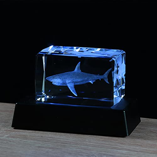 Qianwei 3D Crystals Shark Gifts for Shark Lovers,Shark Decor Glass Figurine Shark Jaw Stuff Birthday for Lovers,Keepsake&Paperweight - Image 1
