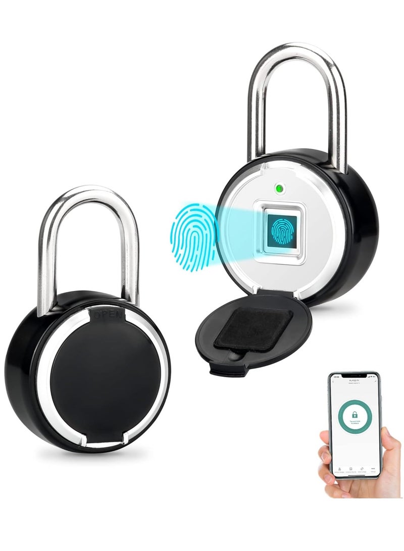 LIXES Fingerprint Padlock, Rechargeable USB Keyless Door Smart Lock, IP55 Waterproof Bluetooth APP Fingerprint Locker, Biometric Thumbprint Smart Lock, for Gym, Office, Luggage, Suitcase, Backpack  - Image 1