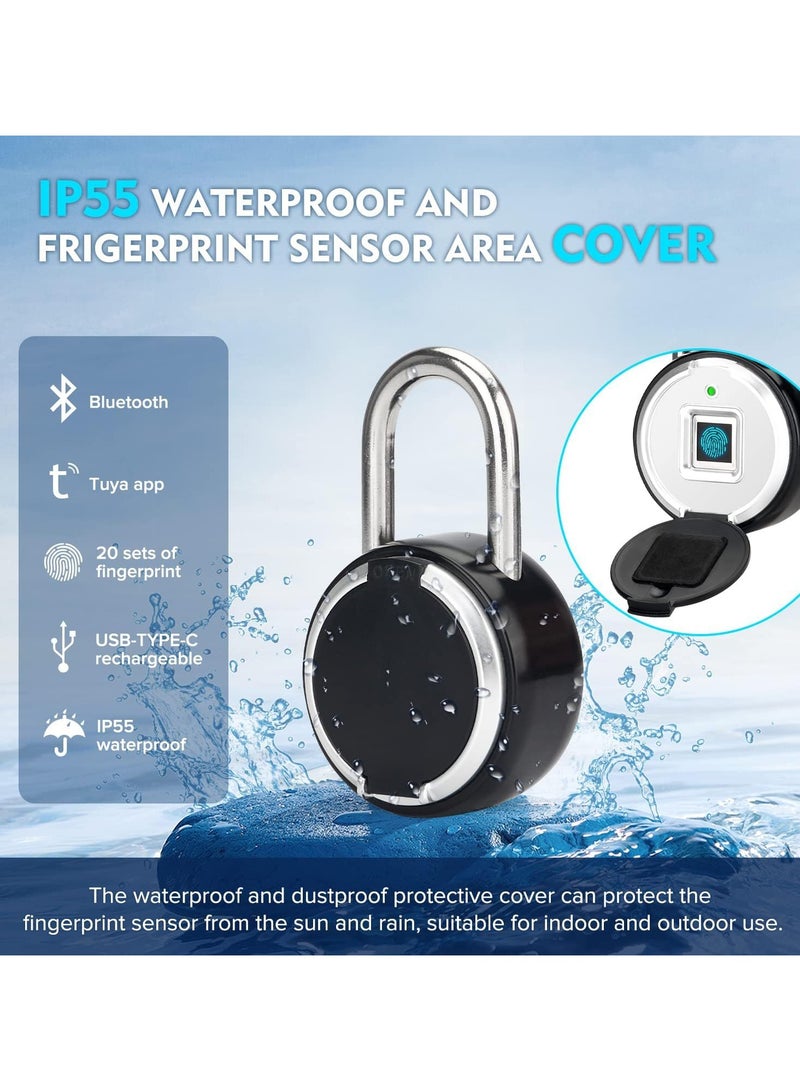 LIXES Fingerprint Padlock, Rechargeable USB Keyless Door Smart Lock, IP55 Waterproof Bluetooth APP Fingerprint Locker, Biometric Thumbprint Smart Lock, for Gym, Office, Luggage, Suitcase, Backpack  - Image 2