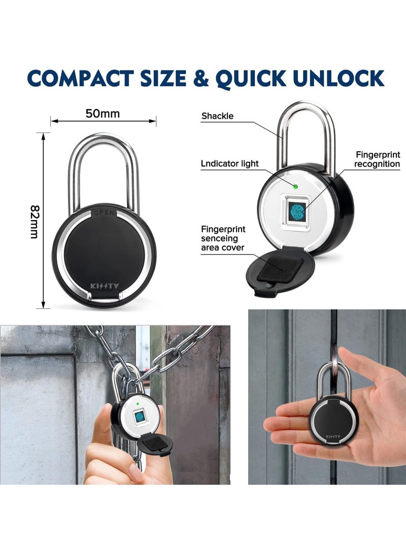 LIXES Fingerprint Padlock, Rechargeable USB Keyless Door Smart Lock, IP55 Waterproof Bluetooth APP Fingerprint Locker, Biometric Thumbprint Smart Lock, for Gym, Office, Luggage, Suitcase, Backpack  - Image 4