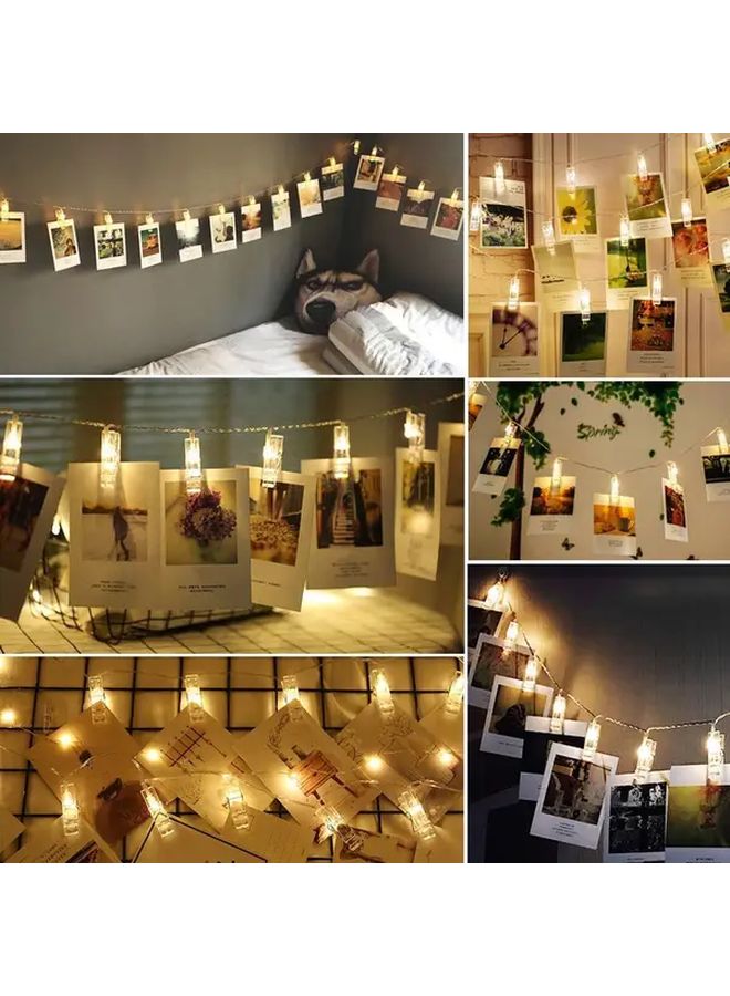 20 مصباح LED ضوئي مشبك سلسلة أضواء يعمل بالبطارية لتزيين الجدران والإضاءة الاحتفالية - Image 4