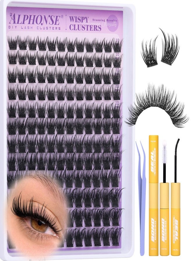 alphonse Wispy Lash Clusters Kit Natural Look DIY False Eyelashes Cluster Eyelash Extensions Kit 10-16mm Eyelash Clusters Kit with Bond and Seal by ALPHONSE - Image 1