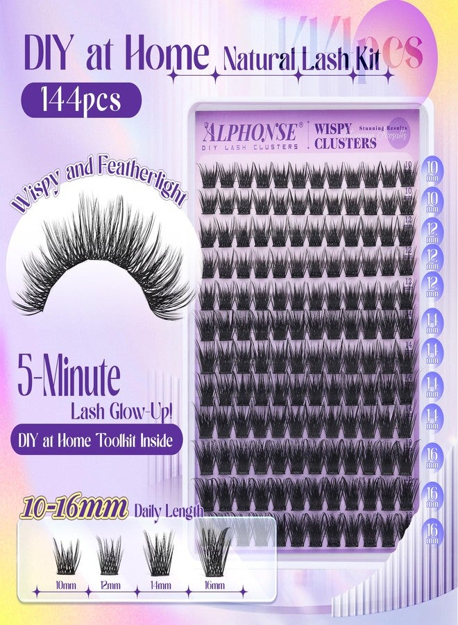 alphonse Wispy Lash Clusters Kit Natural Look DIY False Eyelashes Cluster Eyelash Extensions Kit 10-16mm Eyelash Clusters Kit with Bond and Seal by ALPHONSE - Image 2