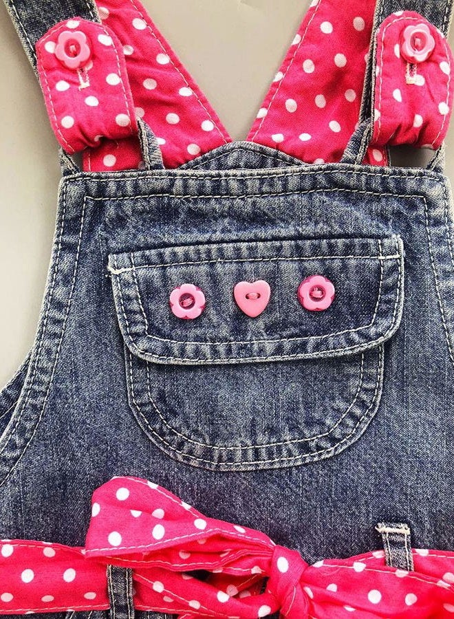Peacolate 3months-3Years Baby Girls Denim Overalls Embroidery Bib Pants Jeans Jumpsuit(2-3Years,Rose Red) - Image 3