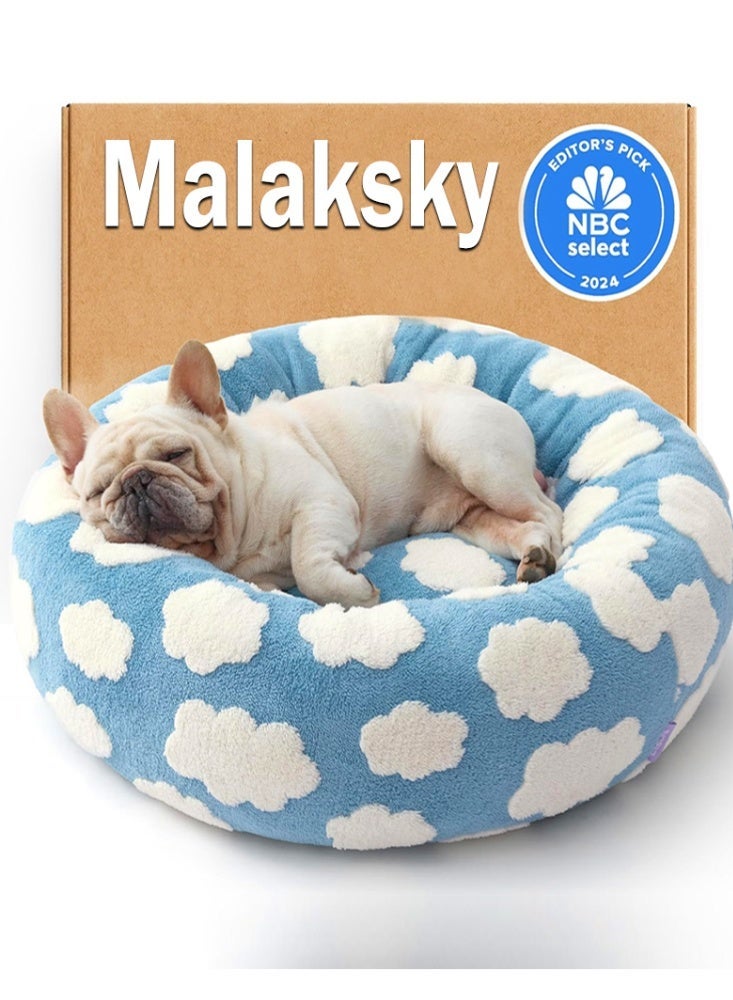 Malaksky Pet  Bed, Washable Round Cute Pet Beds for Indoor Cats and Dog, Super Soft Corduroy Kitten Bed with Anti-Slip Bottom, 24''x24''x10'', - Image 1