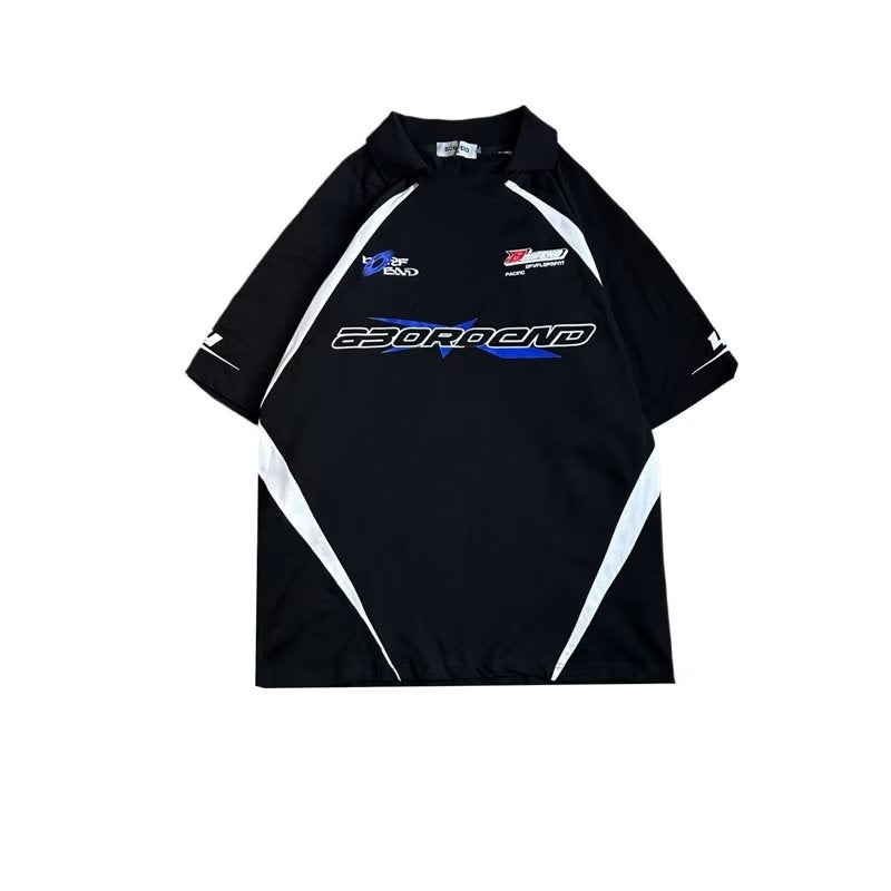 Generic Vintage Street Style Motorcycle Polo Tee Black