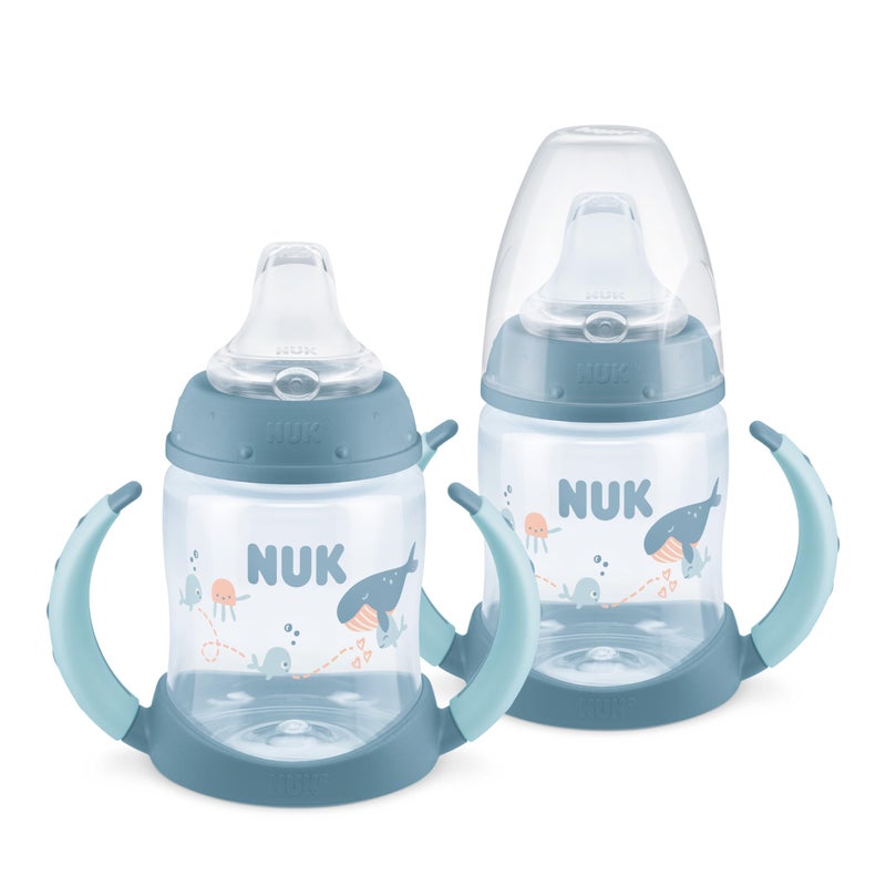 NUK First Choice Learner Cup 2.0, 5 oz. Sippy Cup with Handles, Spill Proof, Leak Proof Soft Straw Cup, 2-pack - Image 1
