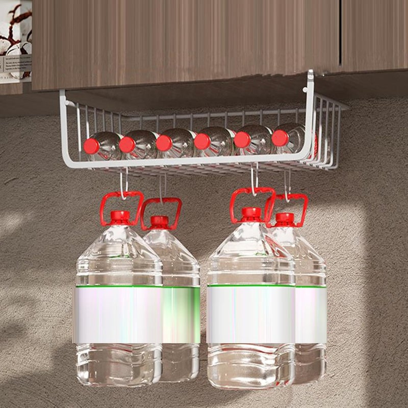 White Hanging Basket Kitchen Storage Rack With Towel For Fruit And Seasoning - Image 1