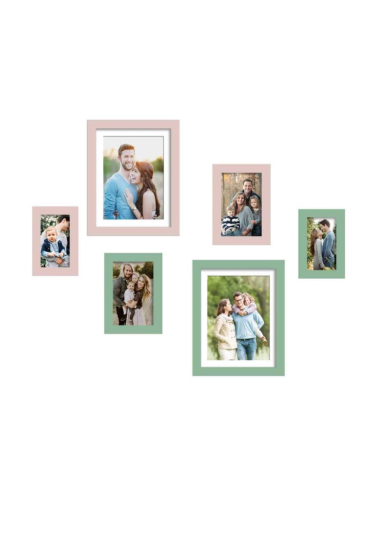 Art Street Ardor Set of 6 Pink & Green Wall Photo Frame, Picture Frame for Home Decor (Size - 4x6, 5x7, 8x10 Inchs)  - Image 3