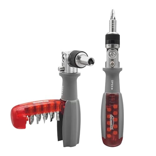 HOUSERAN Ratcheting Screwdriver, Ratcheting Screwdriver Set, 10-in-1 Multi Bit Screwdriver, 90-Degree Adjust Precision Screw Driver, Electrical and Electronics Ratchet Driver, Slotted/Philips/Torx - Image 1
