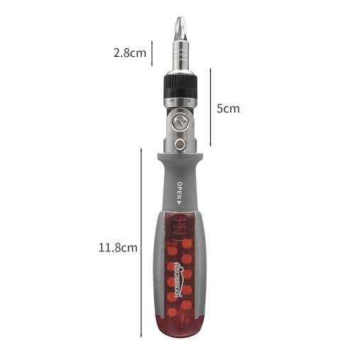 HOUSERAN Ratcheting Screwdriver, Ratcheting Screwdriver Set, 10-in-1 Multi Bit Screwdriver, 90-Degree Adjust Precision Screw Driver, Electrical and Electronics Ratchet Driver, Slotted/Philips/Torx - Image 2