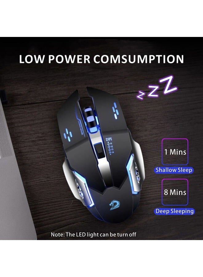 Uciefy Q85 Rechargeable Wireless Gaming Mouse, 2.4G LED Optical Silent Wireless Computer Mouse with 4 LED Light, 3 Adjustable DPI, Ergonomic Design, Auto Sleeping (Black) - Image 3