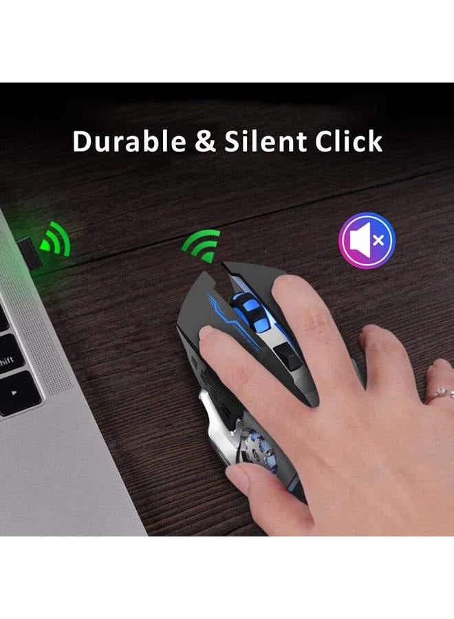 Uciefy Q85 Rechargeable Wireless Gaming Mouse, 2.4G LED Optical Silent Wireless Computer Mouse with 4 LED Light, 3 Adjustable DPI, Ergonomic Design, Auto Sleeping (Black) - Image 5