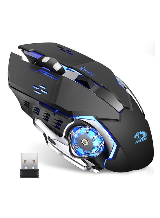 Uciefy Q85 Rechargeable Wireless Gaming Mouse, 2.4G LED Optical Silent Wireless Computer Mouse with 4 LED Light, 3 Adjustable DPI, Ergonomic Design, Auto Sleeping (Black) - Image 1