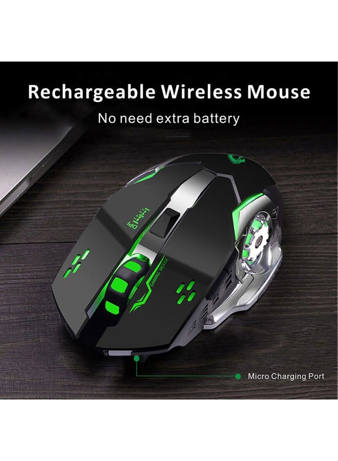 Uciefy Q85 Rechargeable Wireless Gaming Mouse, 2.4G LED Optical Silent Wireless Computer Mouse with 4 LED Light, 3 Adjustable DPI, Ergonomic Design, Auto Sleeping (Black) - Image 4
