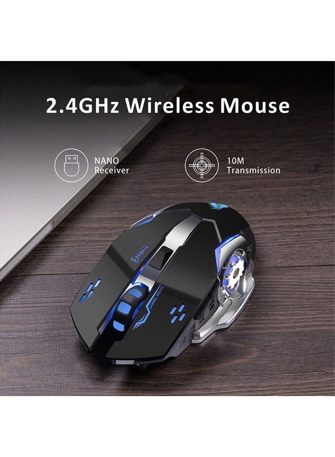 Uciefy Q85 Rechargeable Wireless Gaming Mouse, 2.4G LED Optical Silent Wireless Computer Mouse with 4 LED Light, 3 Adjustable DPI, Ergonomic Design, Auto Sleeping (Black) - Image 2