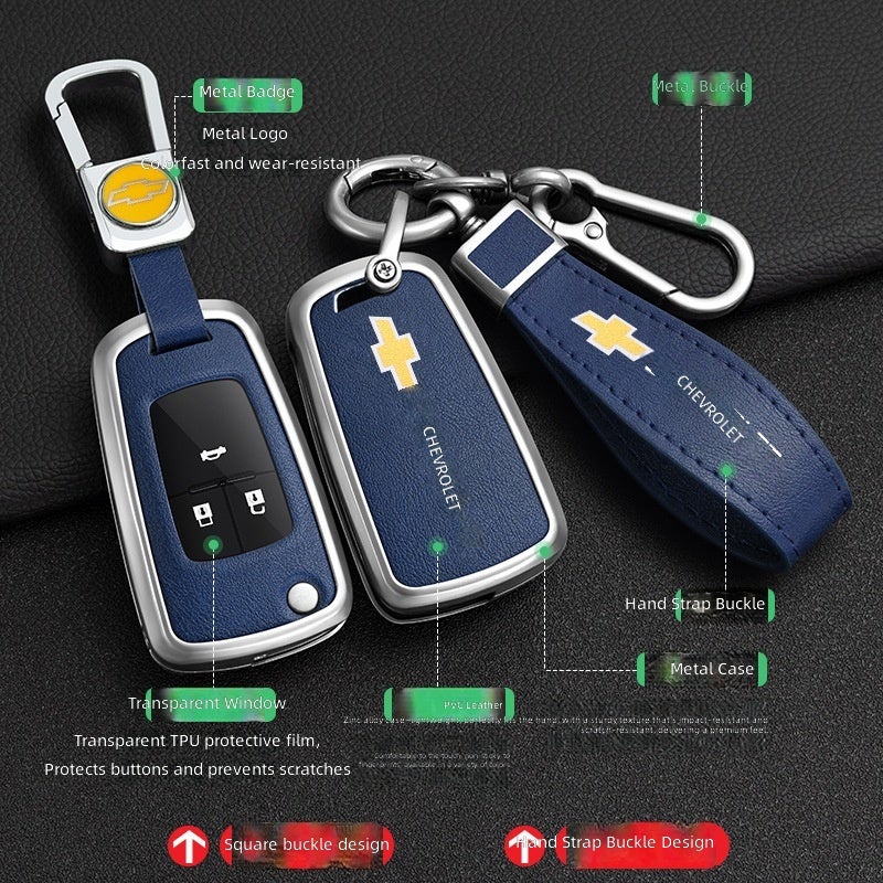 Chevrolet Key Case Cover for Cruze (2013-2022), Malibu, Trax, Equinox - Leather & Metal Key Fob Protector - Image 2