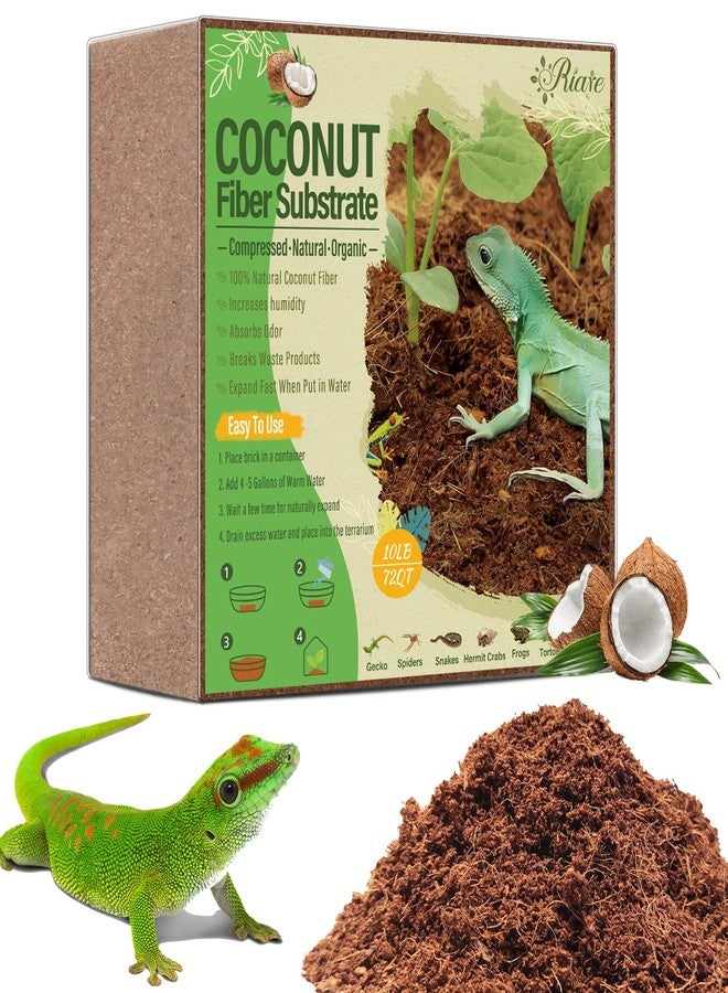 Riare 10LBS Natural Coconut Fiber Substrate for Reptile- Premium Compressed Coconut Husk Terrarium Bedding for Reptile, Tortoise, Frogs, Snakes, Hermit Crabs, Burrowing Animals - Image 1