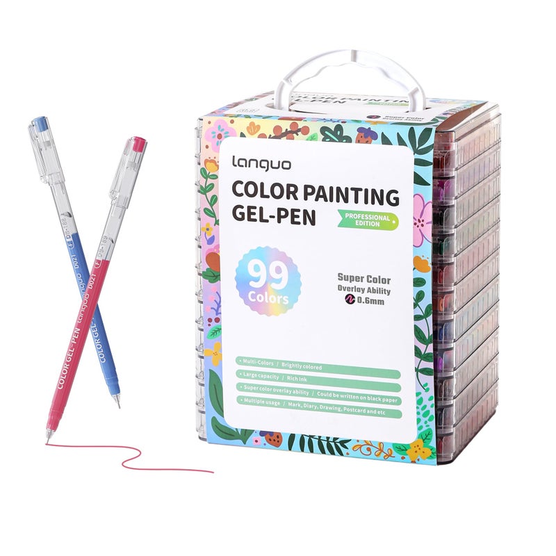 languo Acrylic Gel Pens for Coloring 99 Colors Set Gel Colored Pens Marker Perfect Gel Pens for Adult Drawing Doodling Journaling Art Supplies and DIY Crafts - Image 2