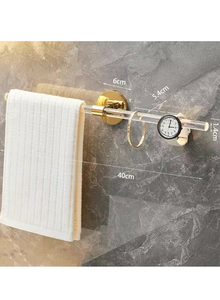 Luxury Acrylic Single Pole Towel Bar Modern Bathroom No Punching Toilet Shower Rack Wall Mounted Paper Towel Rack - Image 4
