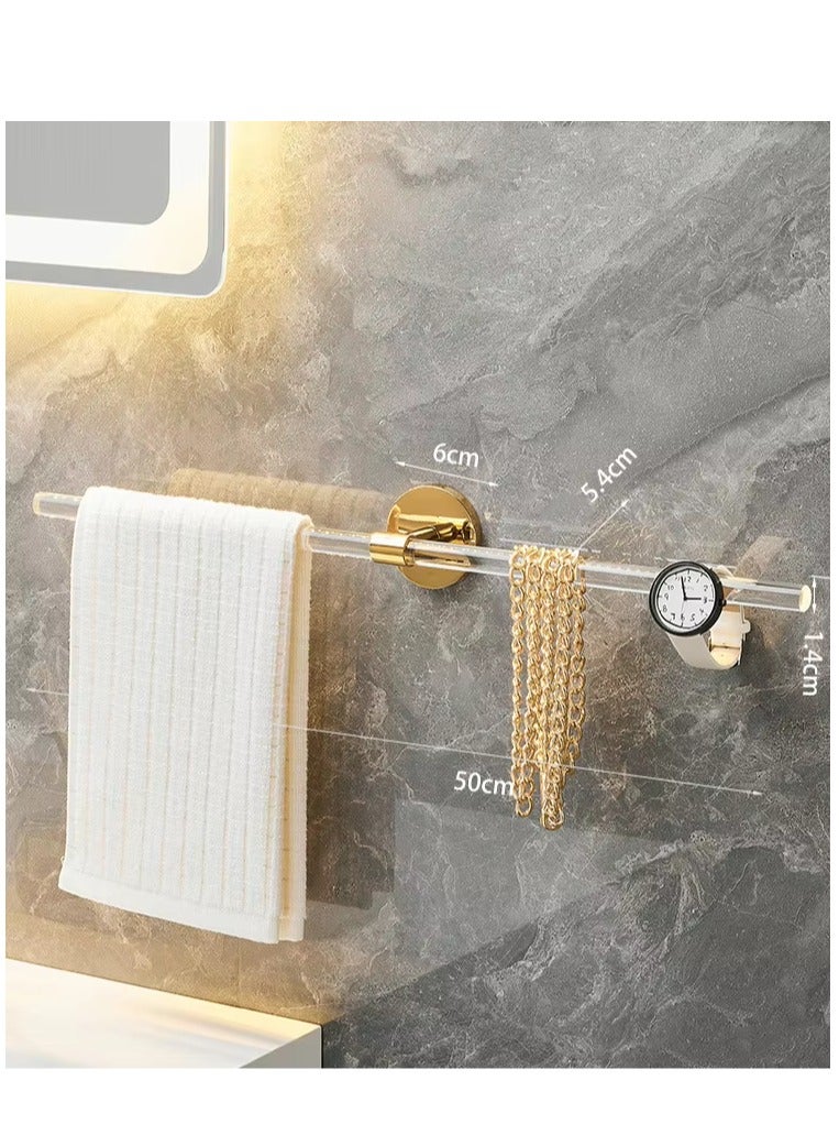 Luxury Acrylic Single Pole Towel Bar Modern Bathroom No Punching Toilet Shower Rack Wall Mounted Paper Towel Rack - Image 5
