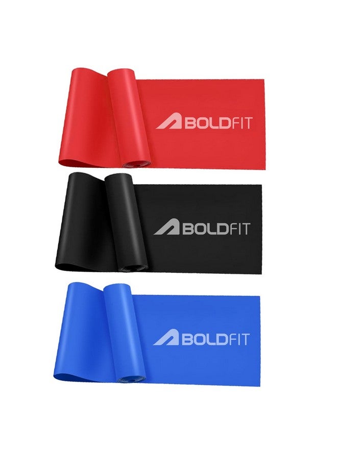 Boldfit Resistance Bands for Workout for Women Pilate Bands for Home Exercise Thera Band Toning Exercise for Gym Latex Band Theraband for Fitness, Stretching Yoga for Men & Women Red, Blue, Black 3Set
