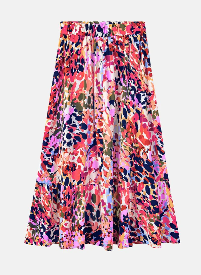 يونيكي Multicolour Printed Tiered Maxi Skirt