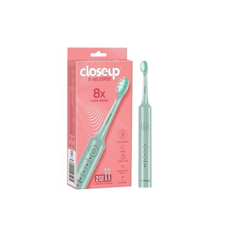 closeup Sonic Expert Green Rechargeable Toothbrush, Waterproof, with 8x Plaque Removal Power, Whitens and Cleans, Suitable for Sensitive Teeth, 1pack - Image 1