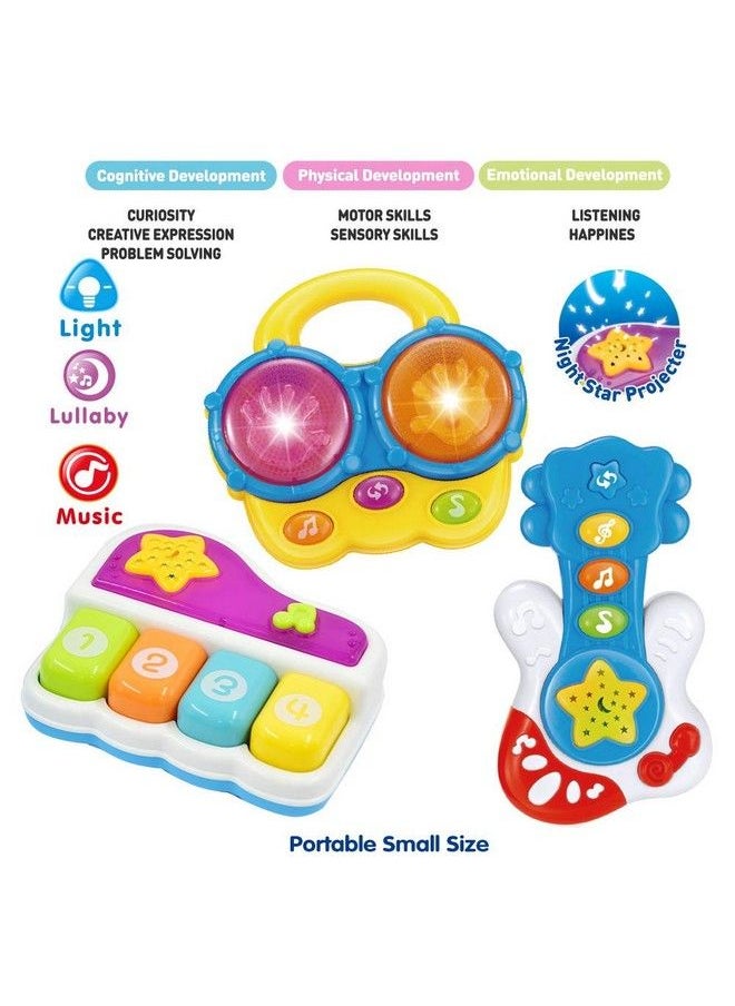 WEofferwhatYOUwant Portable Set Of 3 (Piano Bongo Drums Guitar) Educational Toy For Music Learning And Entertainment For Ages 6 Months To 4 Years. All 6 Batteries Included.  - Image 4