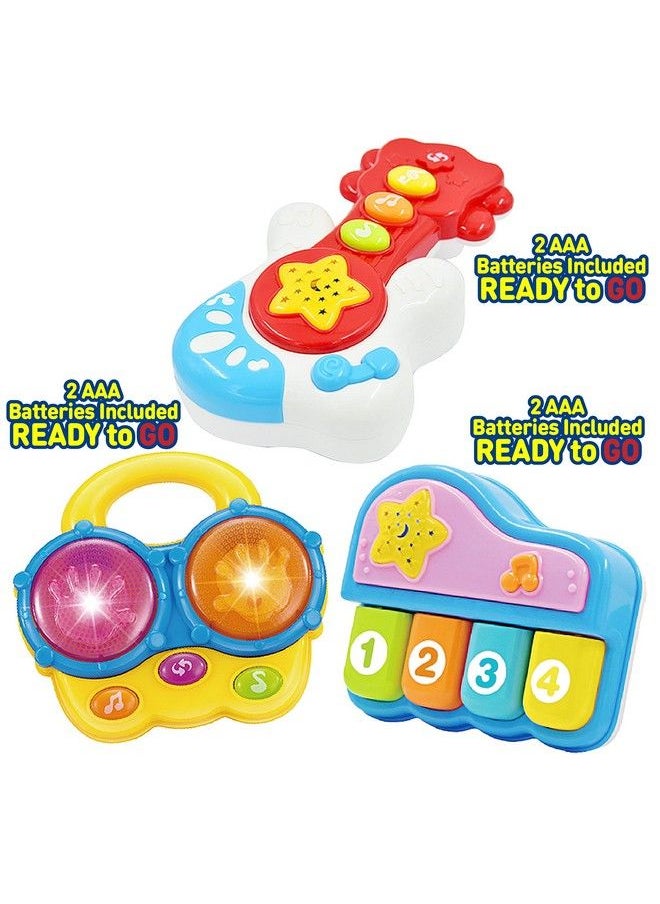 WEofferwhatYOUwant Portable Set Of 3 (Piano Bongo Drums Guitar) Educational Toy For Music Learning And Entertainment For Ages 6 Months To 4 Years. All 6 Batteries Included.  - Image 3