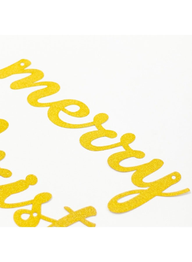 ذا بارتي بوبير عبوة من 1 لافتة عيد ميلاد سعيد ذهبية - Image 3