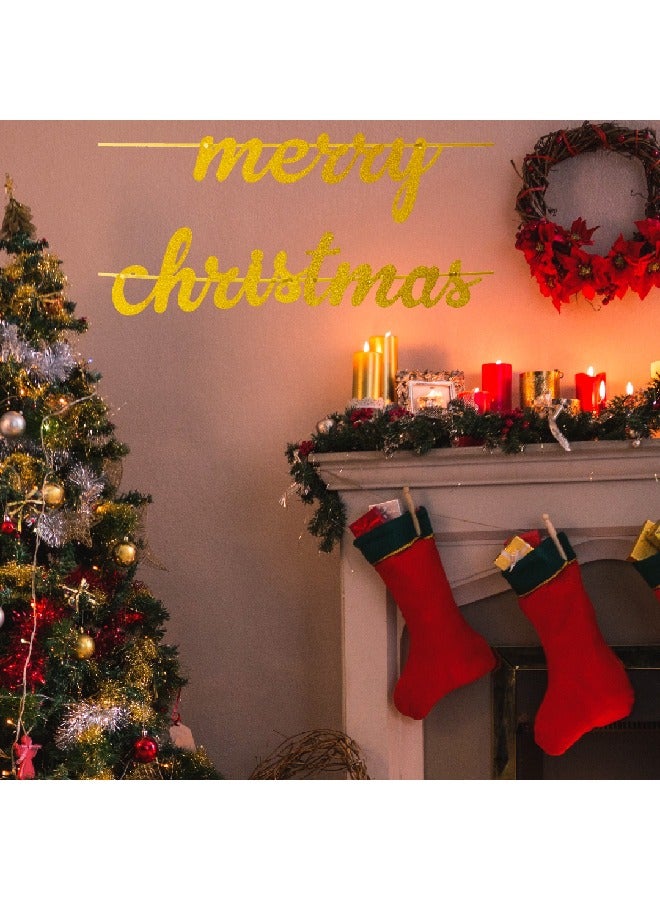 ذا بارتي بوبير عبوة من 1 لافتة عيد ميلاد سعيد ذهبية - Image 5